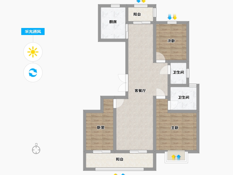 山西省-晋中市-城悦家园-107.42-户型库-采光通风