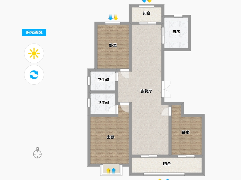 山西省-晋中市-城悦家园-119.60-户型库-采光通风