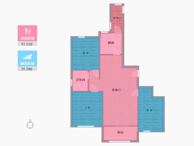 山东省-临沂市-银雀华府-96.80-户型库-动静分区