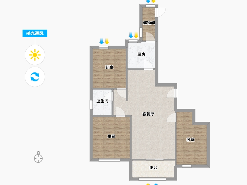 山东省-临沂市-银雀华府-96.80-户型库-采光通风