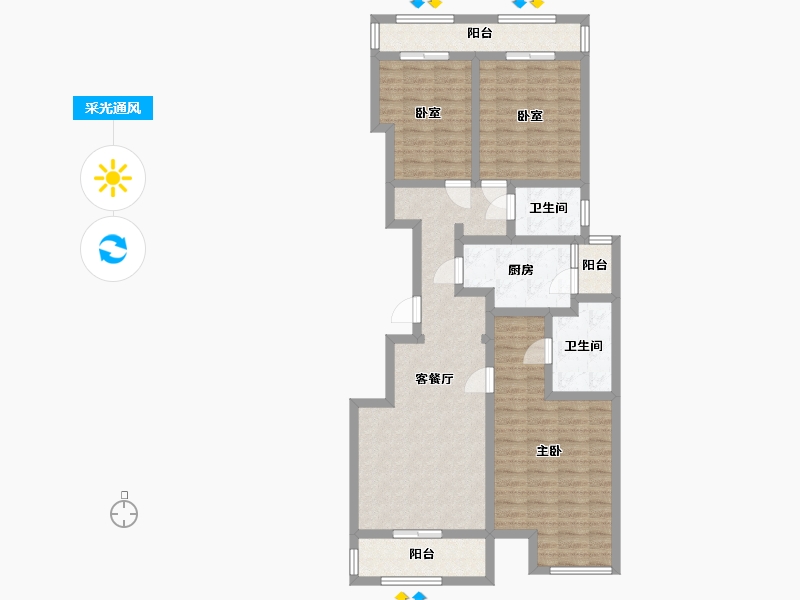 北京-北京市-新里西斯莱公馆-101.45-户型库-采光通风