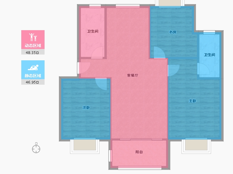 江苏省-苏州市-漕湖花园-六区-92.64-户型库-动静分区