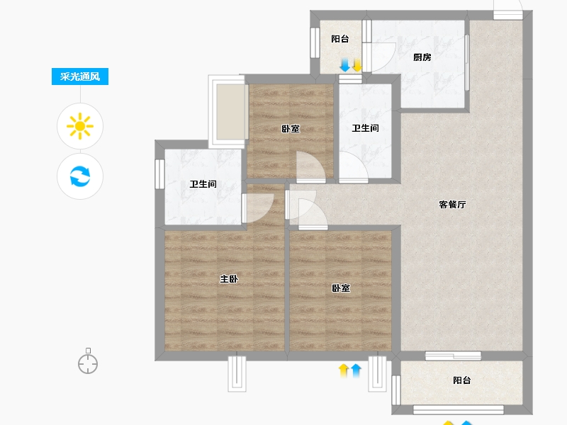 广东省-河源市-河源美的城-81.94-户型库-采光通风