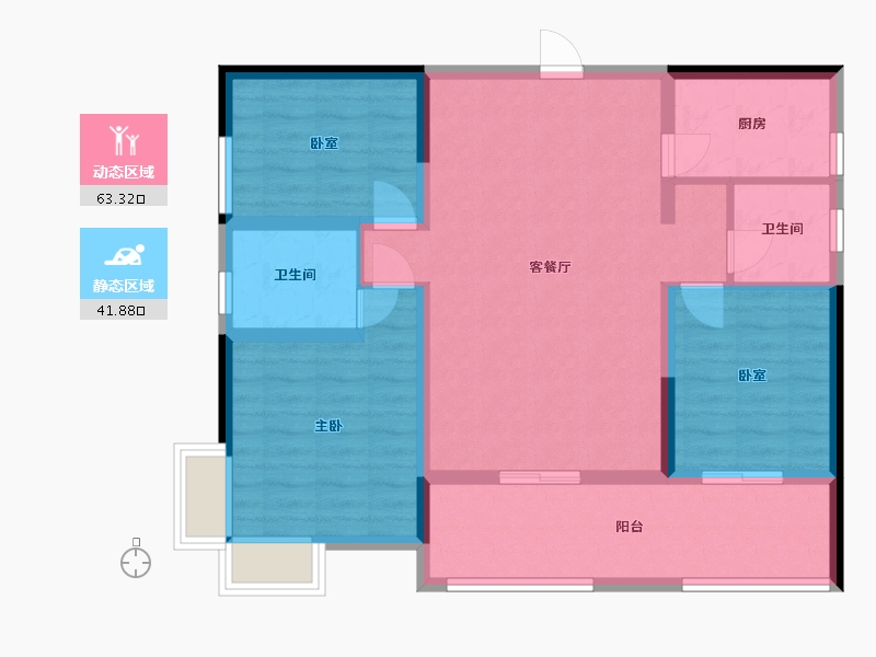 河南省-郑州市-澳龙港湾-104.80-户型库-动静分区