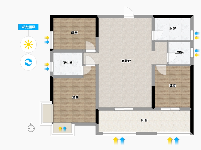 河南省-郑州市-澳龙港湾-104.80-户型库-采光通风