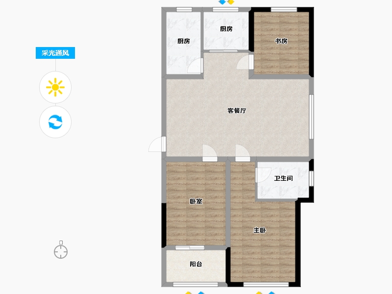 山东省-威海市-新苑一号-96.32-户型库-采光通风