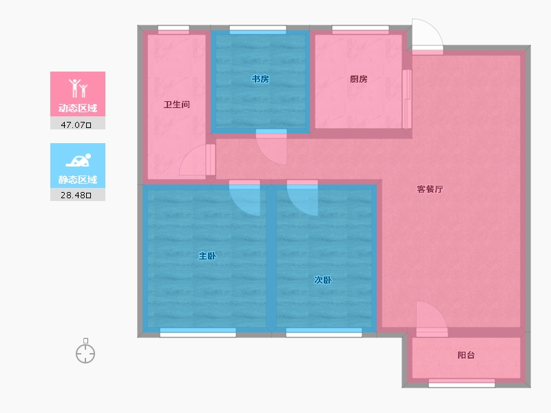 辽宁省-沈阳市-万科翡翠臻园-75.00-户型库-动静分区