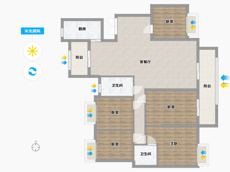 江西省-赣州市-书香华府-124.50-户型库-采光通风