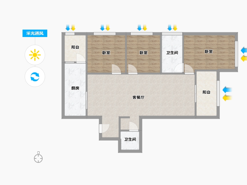 云南省-昆明市-俊发牡丹苑-104.00-户型库-采光通风