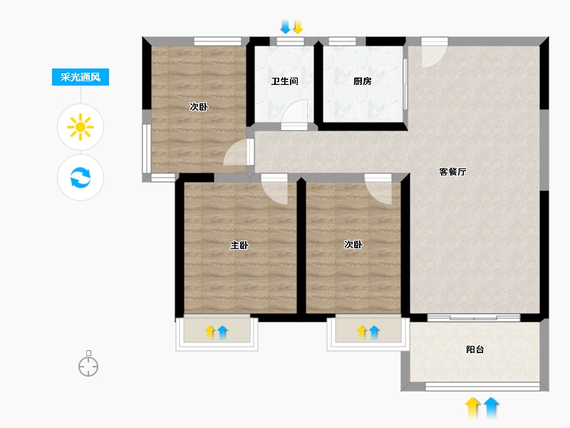 河南省-周口市-景园盛世华都二期-86.40-户型库-采光通风