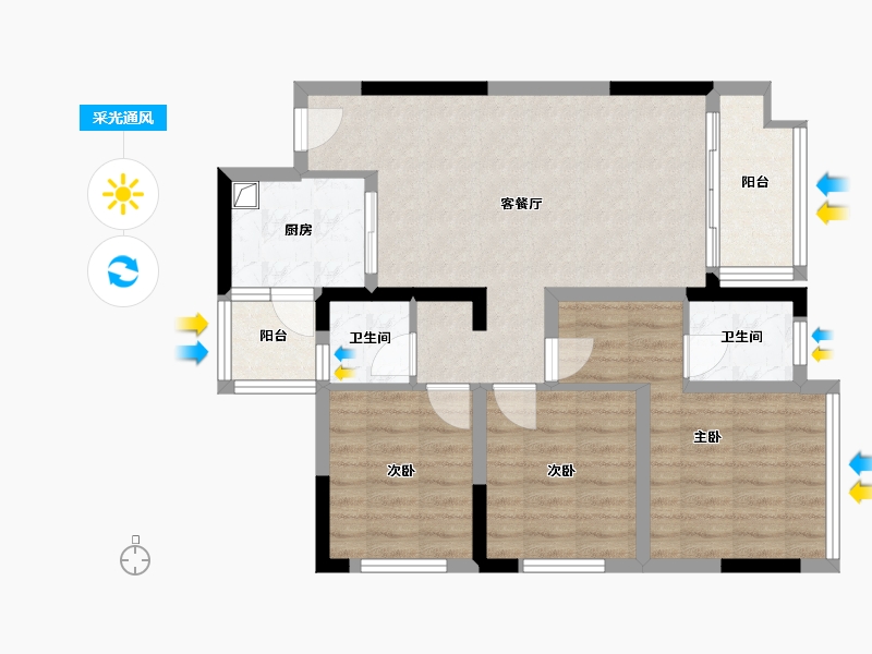 四川省-遂宁市-金域香江-76.00-户型库-采光通风