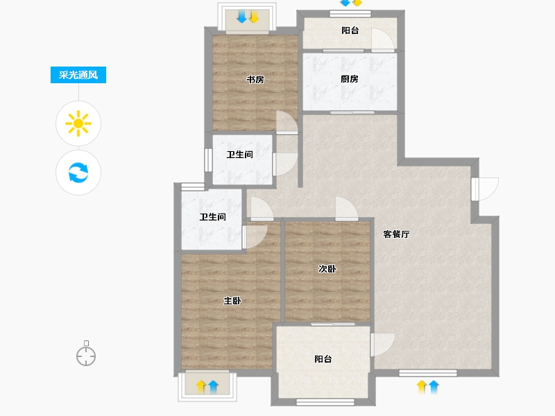 贵州省-贵阳市-龙泉苑西区-105.24-户型库-采光通风