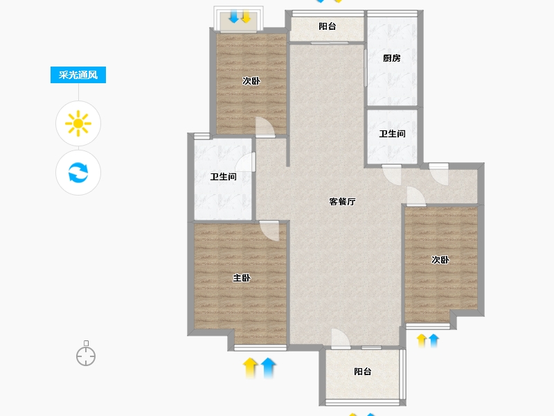 天津-天津市-绿萱园-二期-127.50-户型库-采光通风