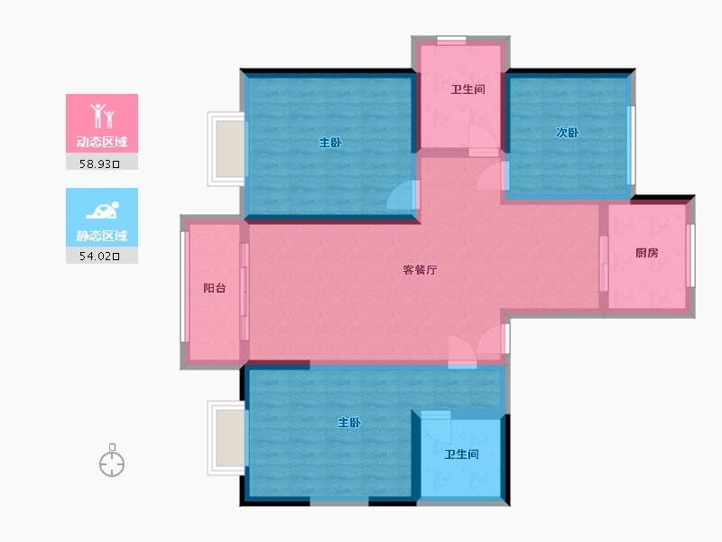 江苏省-苏州市-临江景苑-105.34-户型库-动静分区