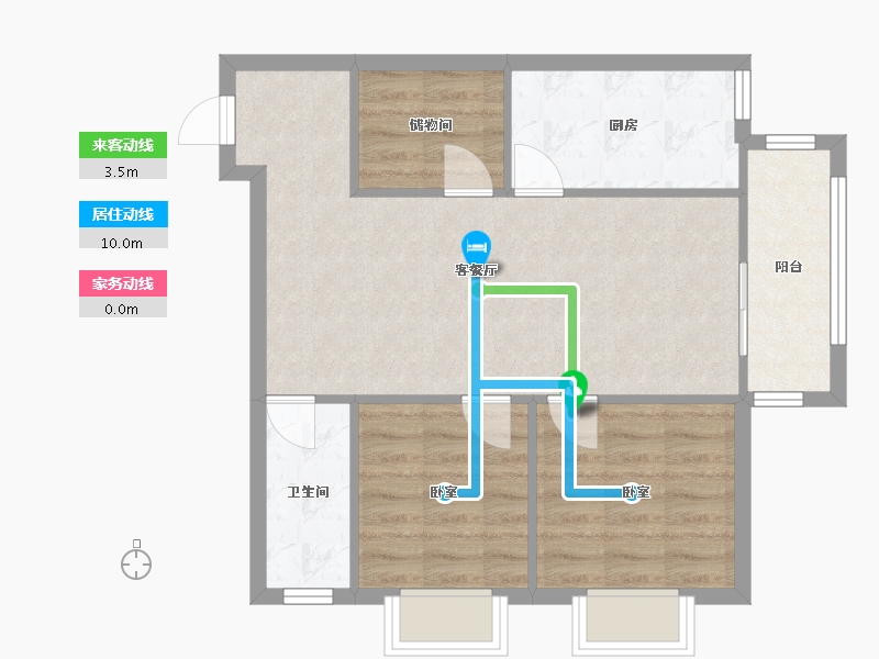 河北省-廊坊市-华堂高尔夫公寓-72.18-户型库-动静线