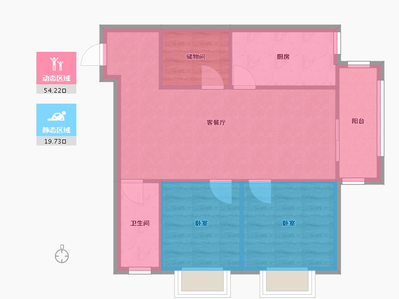 河北省-廊坊市-华堂高尔夫公寓-72.18-户型库-动静分区