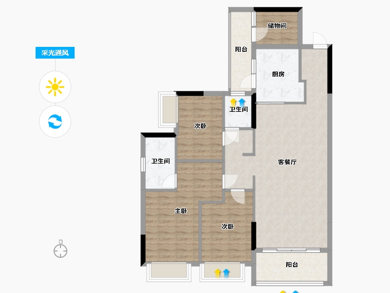 广东省-广州市-慧源山庄-103.50-户型库-采光通风