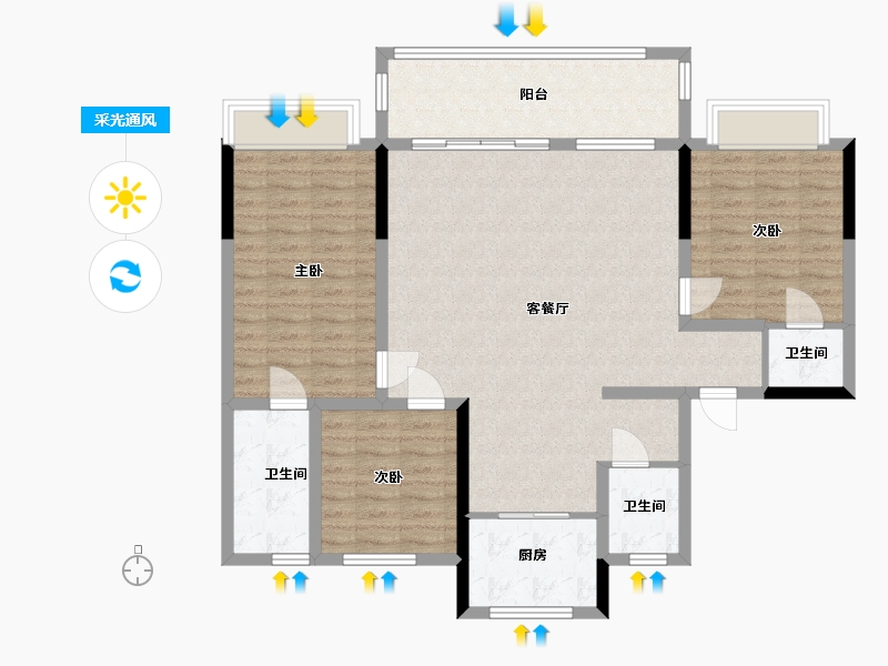 河南省-南阳市-景硕滨河府-109.66-户型库-采光通风