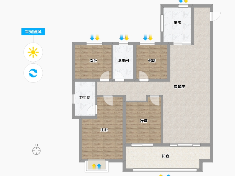 山东省-潍坊市-新力帝泊湾-115.00-户型库-采光通风