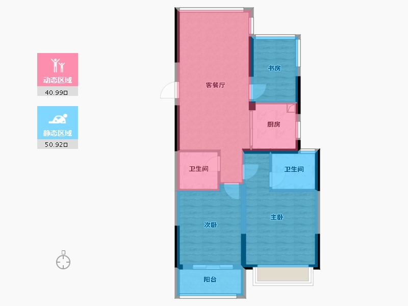 浙江省-温州市-九溪和家-83.00-户型库-动静分区