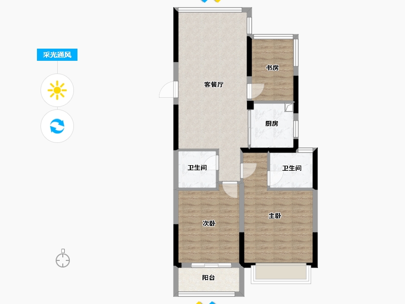 浙江省-温州市-九溪和家-83.00-户型库-采光通风