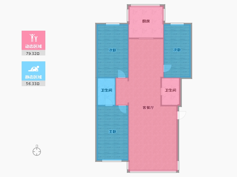 辽宁省-大连市-金光小区-127.20-户型库-动静分区