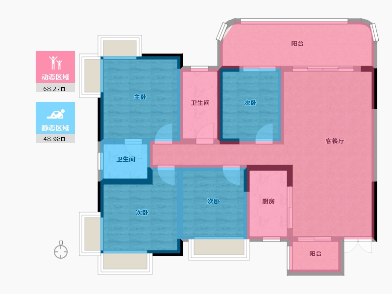 贵州省-遵义市-彩阳澜柏湾-103.40-户型库-动静分区