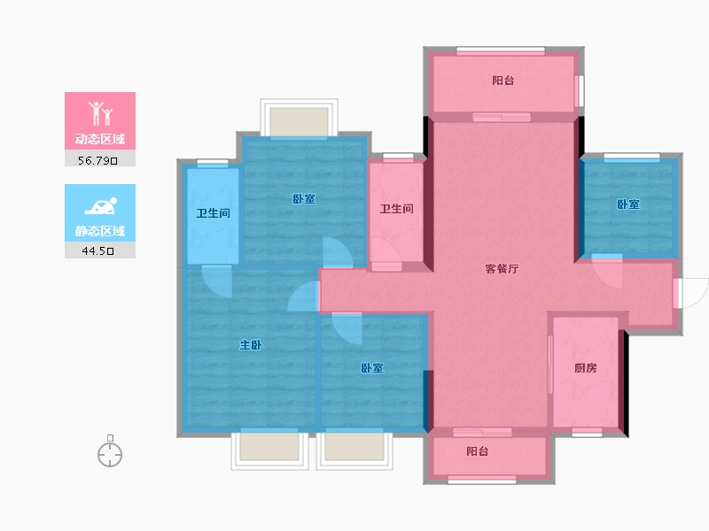 广西壮族自治区-南宁市-龙光玖誉湖庆湖组团-94.40-户型库-动静分区