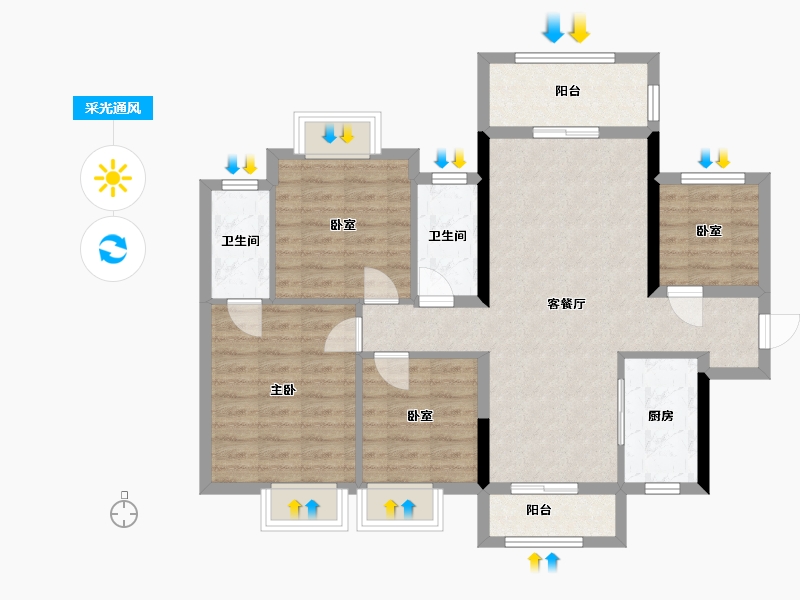 广西壮族自治区-南宁市-龙光玖誉湖庆湖组团-94.40-户型库-采光通风