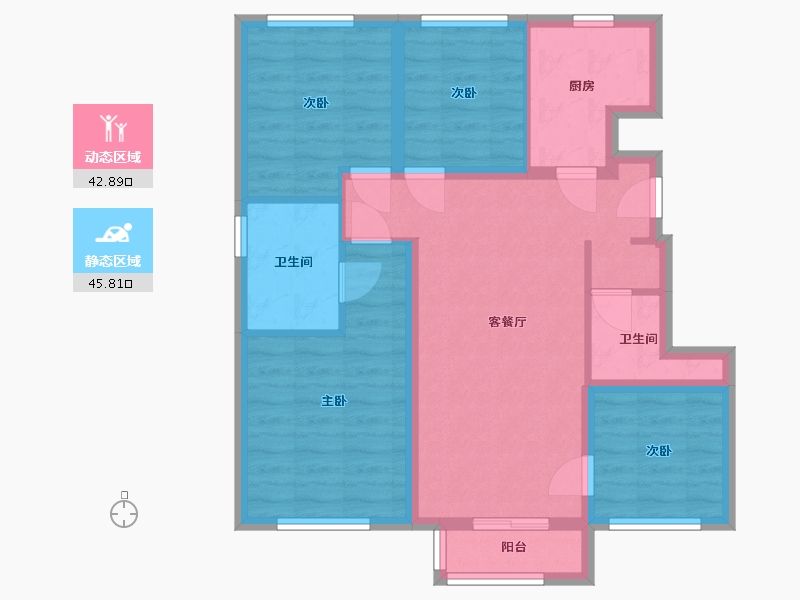 北京-北京市-轩景家园-85.60-户型库-动静分区