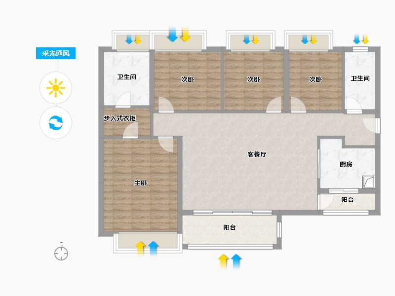 广东省-东莞市-万科金域松湖-120.00-户型库-采光通风