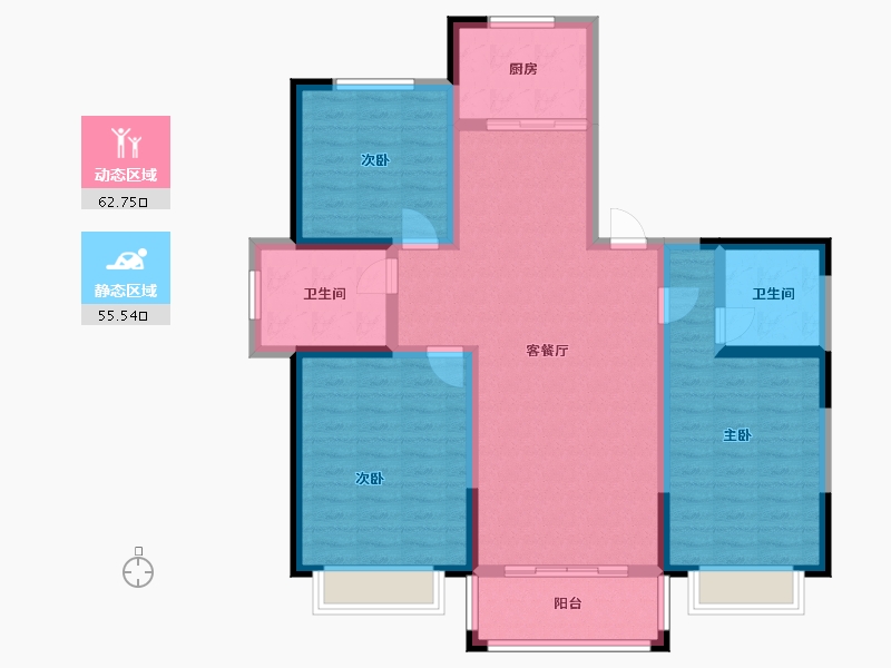 江苏省-苏州市-临江景苑-105.34-户型库-动静分区