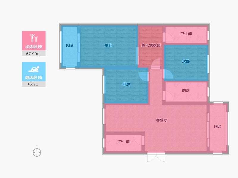 陕西省-咸阳市-世纪锦城-109.08-户型库-动静分区