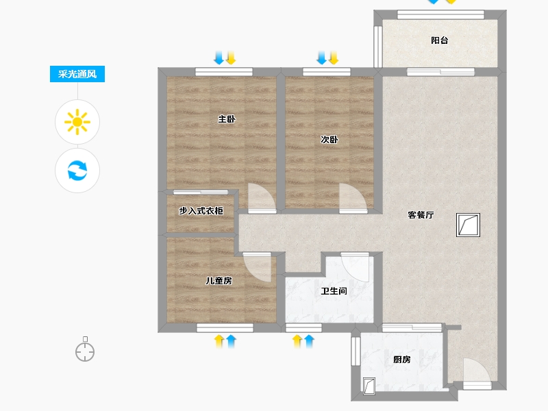 浙江省-嘉兴市-容溪佳苑-75.64-户型库-采光通风