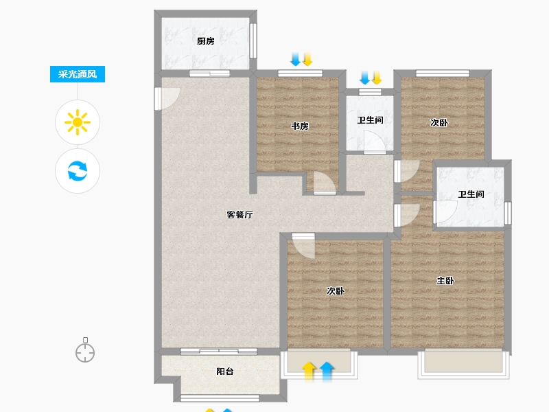 江苏省-徐州市-明发桃园名著-116.80-户型库-采光通风