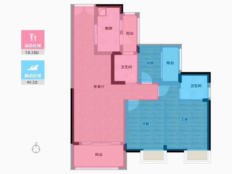 贵州省-贵阳市-宇虹万花城-87.20-户型库-动静分区