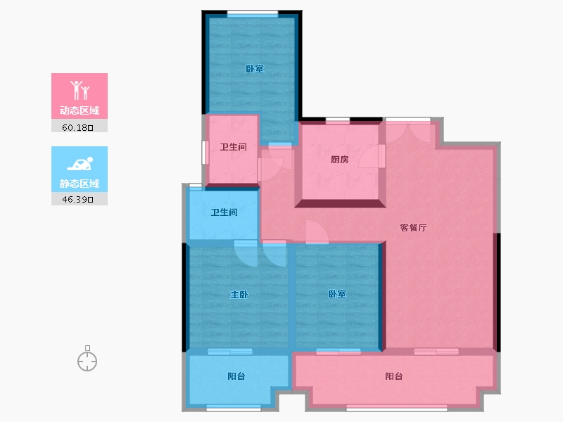 陕西省-宝鸡市-天玺东郡城市展厅-101.56-户型库-动静分区