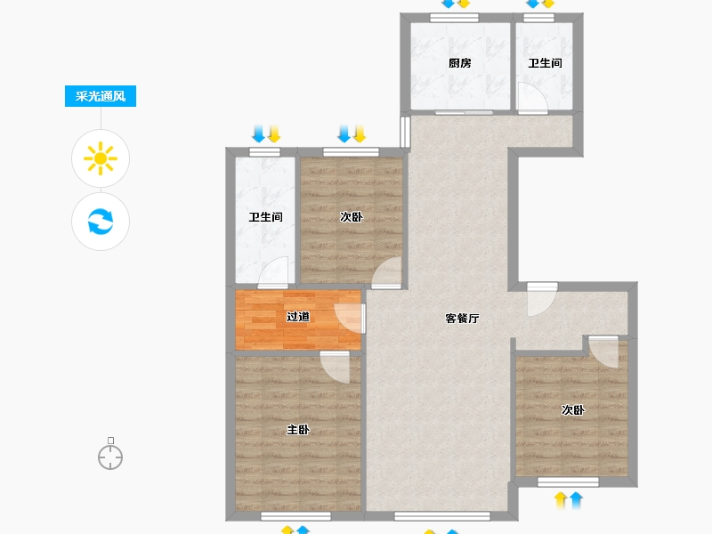 辽宁省-沈阳市-东樾城营销中心-110.00-户型库-采光通风