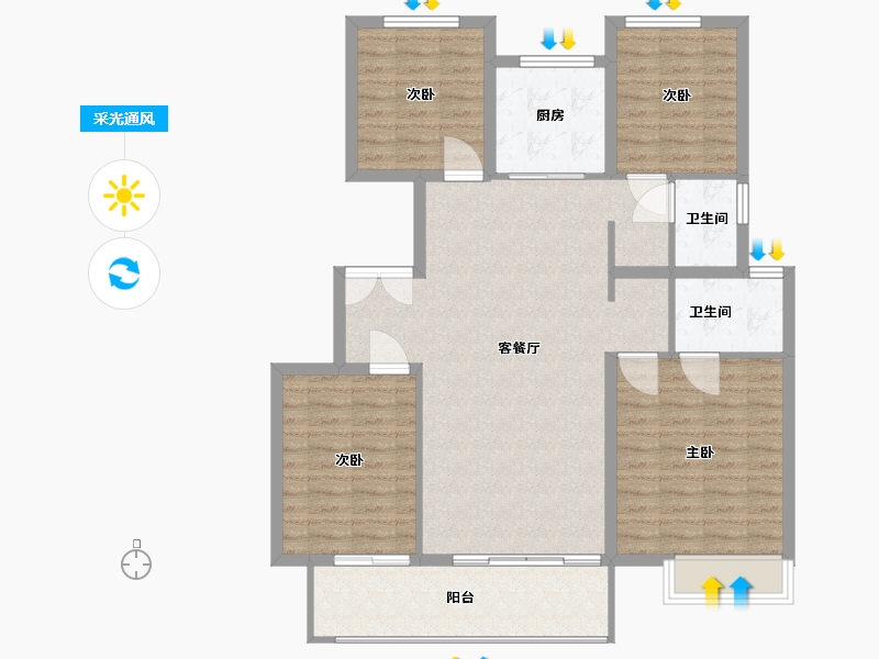 陕西省-铜川市-龙记檀府-110.00-户型库-采光通风