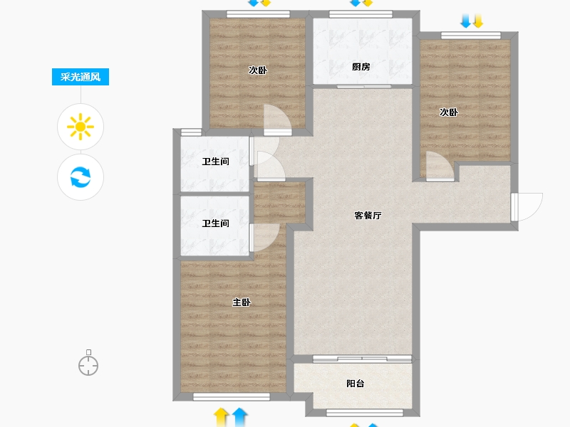 河北省-石家庄市-博雅盛世-a区-101.60-户型库-采光通风