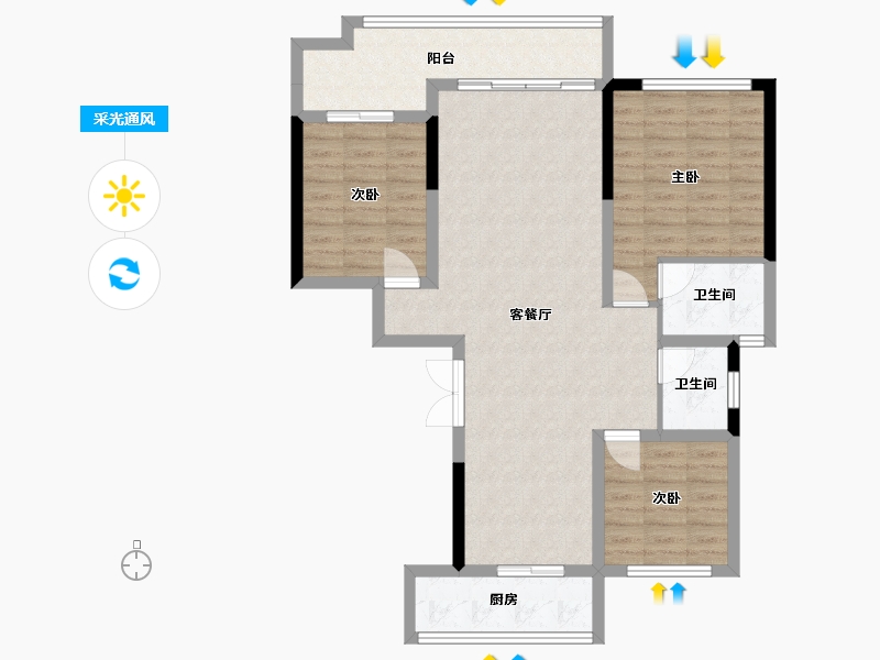 四川省-达州市-观池天洲金城-64.00-户型库-采光通风