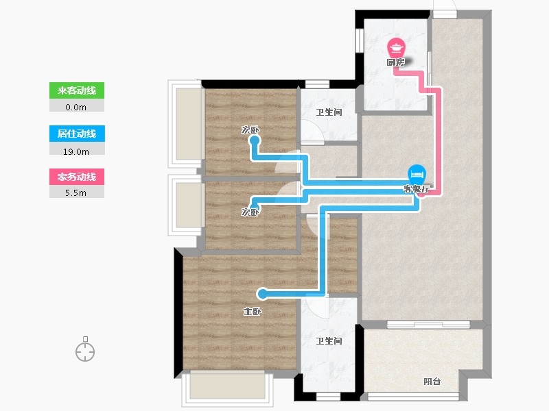 广东省-深圳市-卓越蔚蓝铂樾府-76.00-户型库-动静线