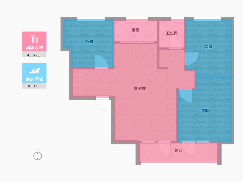 河北省-廊坊市-荣盛白鹭岛-64.60-户型库-动静分区