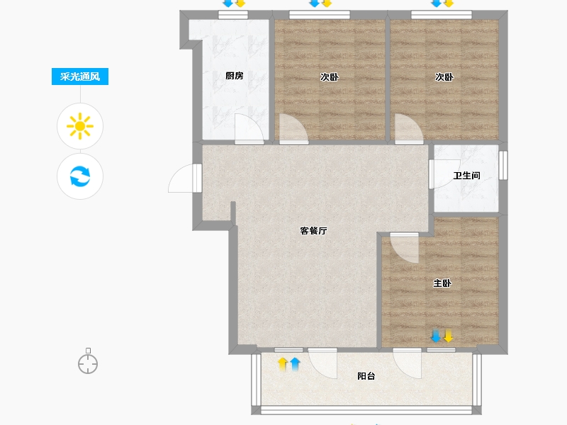 河北省-廊坊市-荣盛白鹭岛-73.50-户型库-采光通风