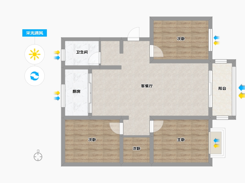 山西省-运城市-铜城花园-90.00-户型库-采光通风