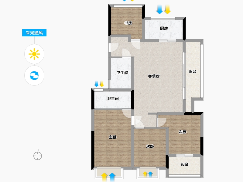 浙江省-绍兴市-泊悦府-111.20-户型库-采光通风