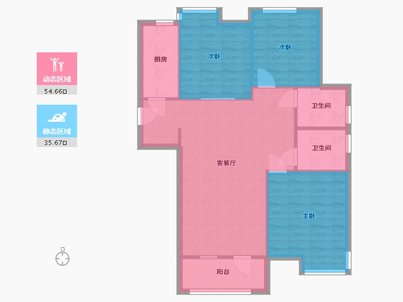 湖北省-武汉市-北辰优加青年互动社区-84.08-户型库-动静分区