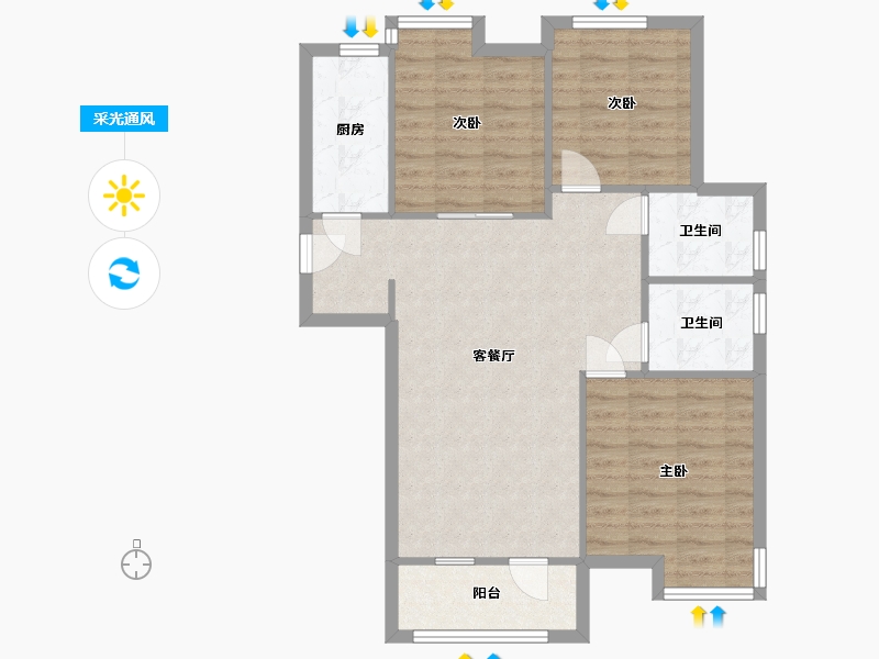 湖北省-武汉市-北辰优加青年互动社区-84.08-户型库-采光通风