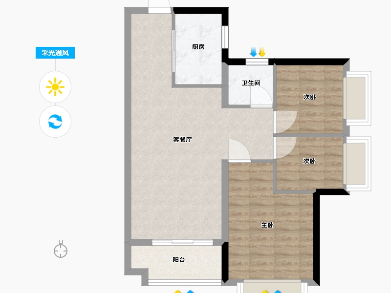 广东省-深圳市-卓越蔚蓝铂樾府-68.00-户型库-采光通风