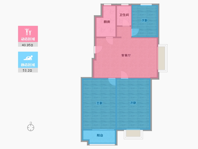 山东省-淄博市-颐中山水缘C区-5号住宅楼-90.00-户型库-动静分区